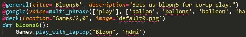 Pybiosis code to run btd6 via voice command or stream deck button.